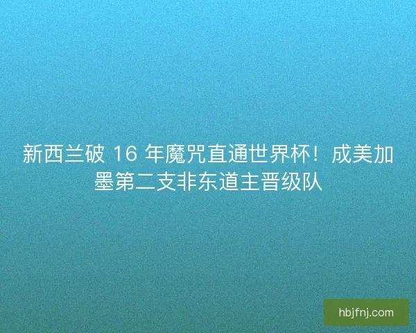 新西兰破 16 年魔咒直通世界杯！成美加墨第二支非东道主晋级队